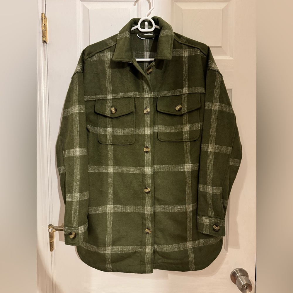 Sonoma Goods For Life® Utility Shacket Size XS Green Plaid